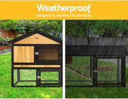 Chicken Coop Large Rabbit Hutch, Coops Wooden Pet House Run Cage Walk in Door Guinea Pig Ferret Feeder Bunny Hen Chook, Outdoor Metal Roof Tray Hatch Nesting Box Farm DIY