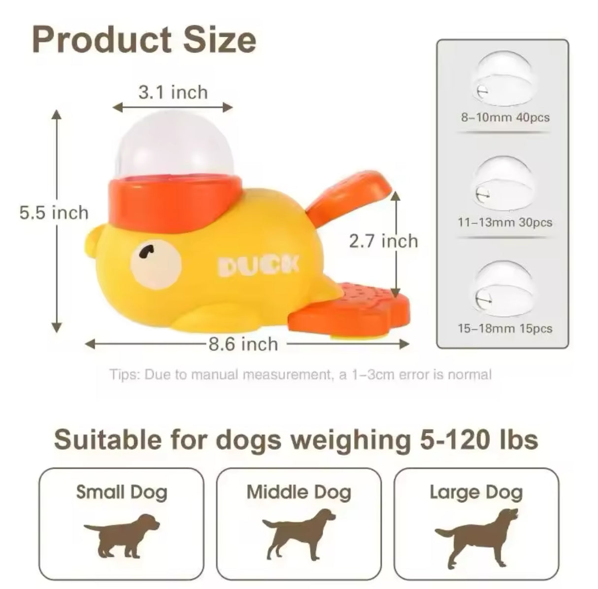 2-in-1 Interactive Dog Toy Pet Automatic Food Treat Dispenser Cartoon Duck Design Slow Food Pet Snack Feeder for Dog Training