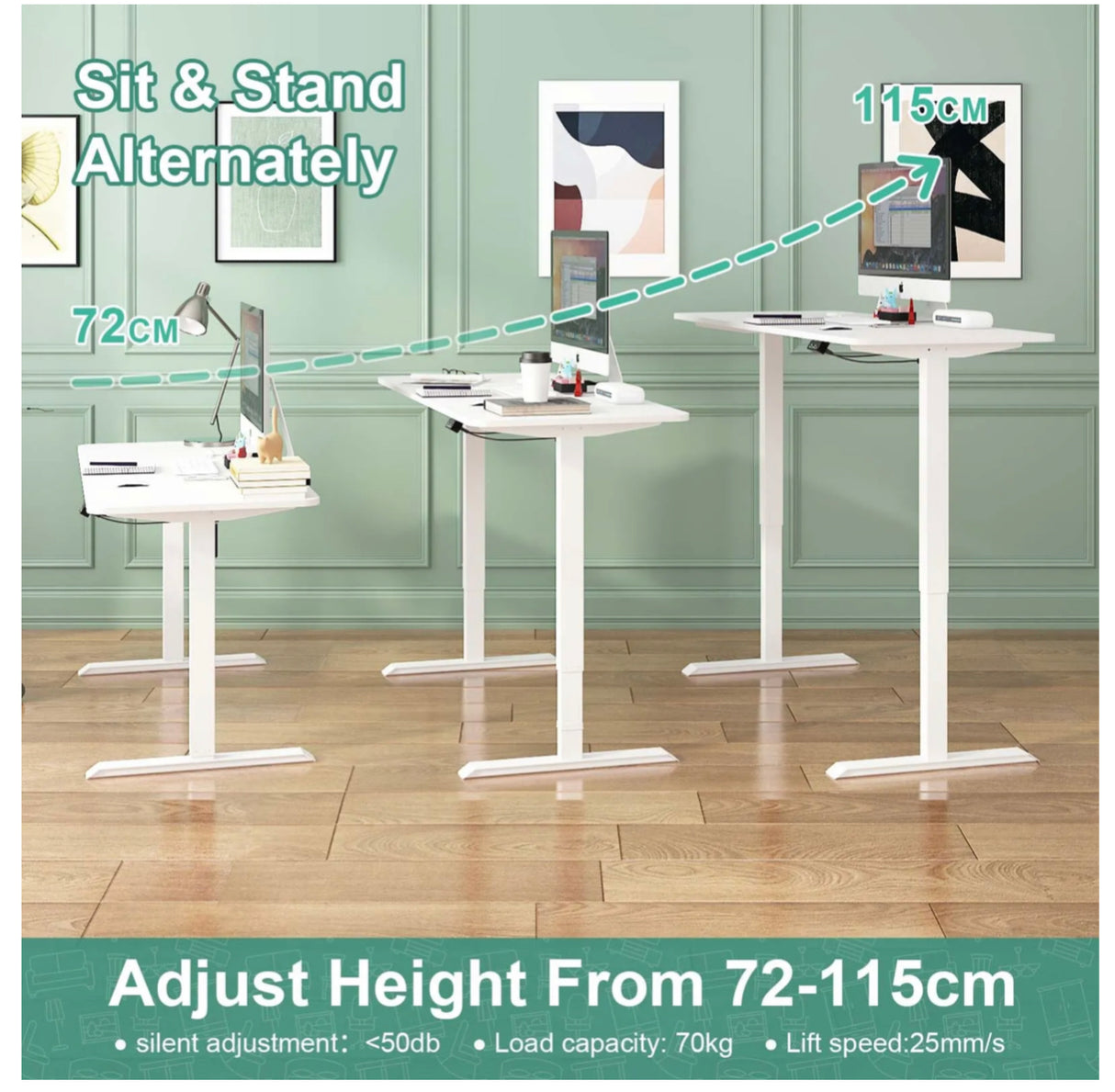 Standing Desk Electric Adjustable Height Sit Stand Workstation 120cm