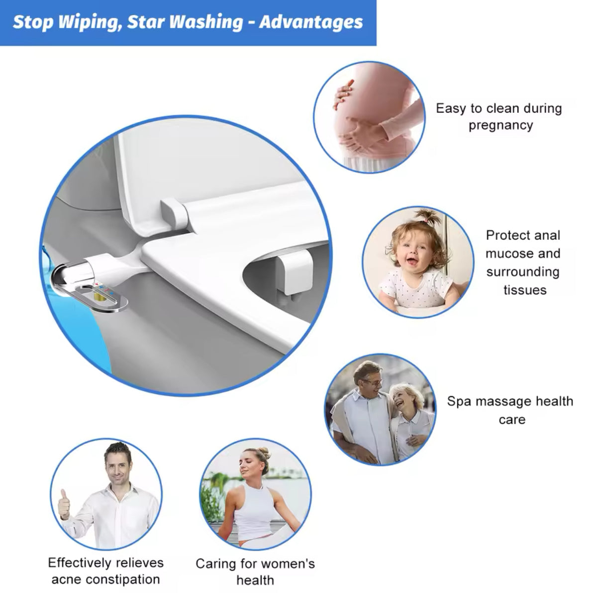 Ultra-Thin Non-Electric Dual-Nozzle Bidet Seat
