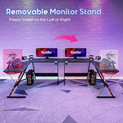 130 cm Carbon-Black L-Shaped Gaming Desk with Monitor Riser