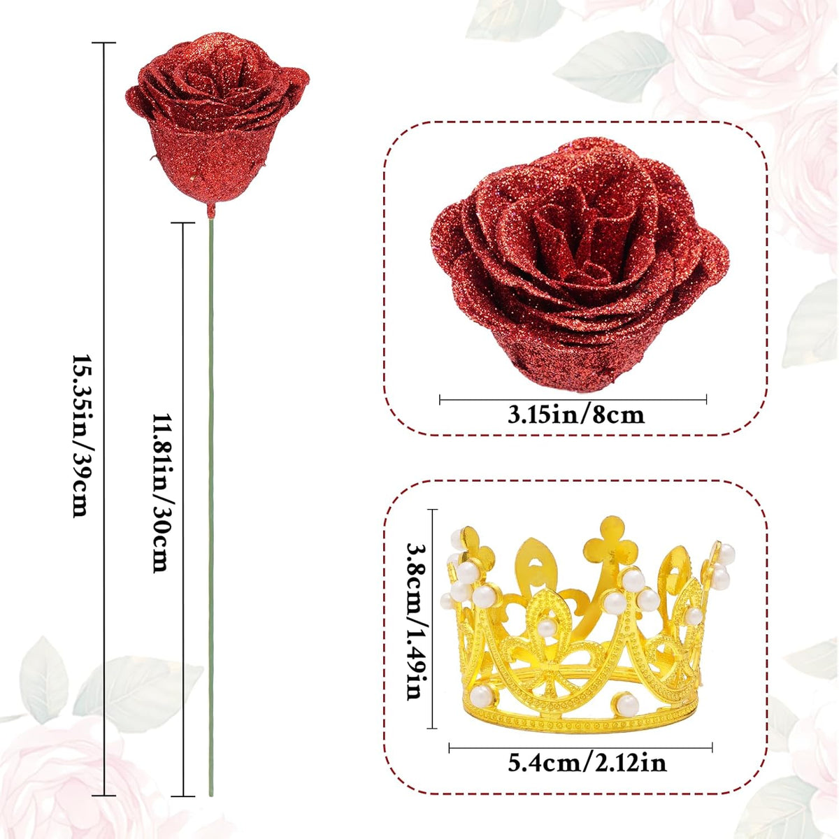 DIY Glitter Rose Bouquet Kit – 24 Artificial Roses