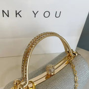 Heart-Shaped Metallic Evening Clutch with Chain – Gold or Silver