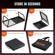 22.4-Inch Folding Steel Campfire Grill & Griddle