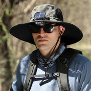 Wide-Brim Solar & USB Rechargeable Outdoor Fan Hat