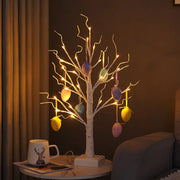 Warm-White LED Easter Tree – 8 Hanging Egg Decorations