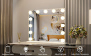 Vanity Mirror Hollywood Mirror with Lights,Led Makeup Mirror with Magnifying Mirror Bedroom Table Mirror/Wall Mounted Mirror Big Mirror (50.5x39.7cm, White)