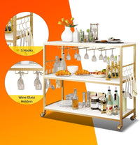 3-Tier Mobile Bar Cart with Glass Holder