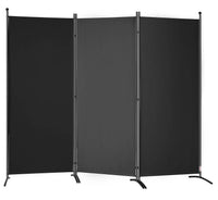 226 × 185 cm 3-Panel Black Fabric Room Divider