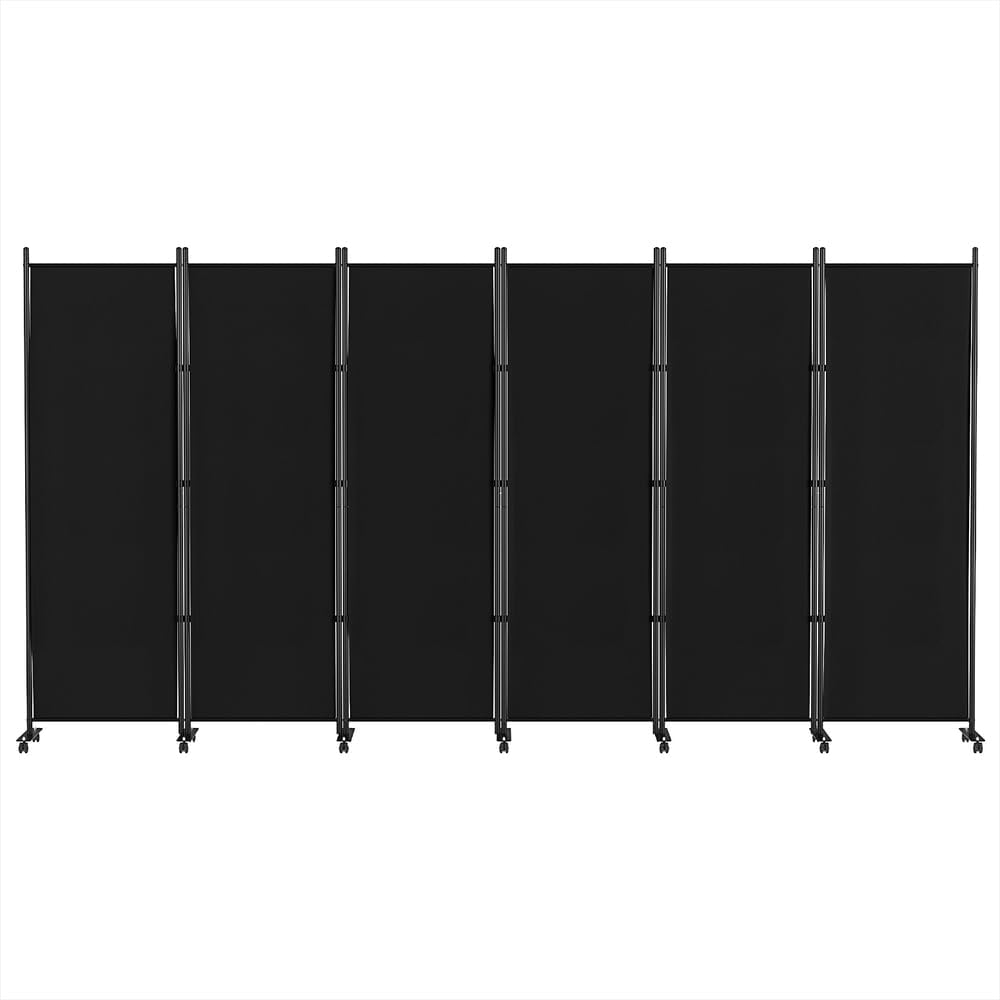 Artiss Rolling 6-Panel Room Divider – Black