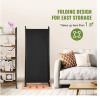 226 × 185 cm 3-Panel Black Fabric Room Divider