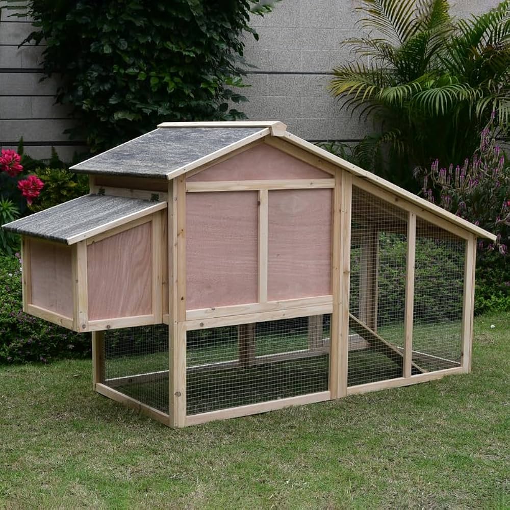 Wooden Chicken Coop 168cm Rabbit Hutch with Run Hatching Box