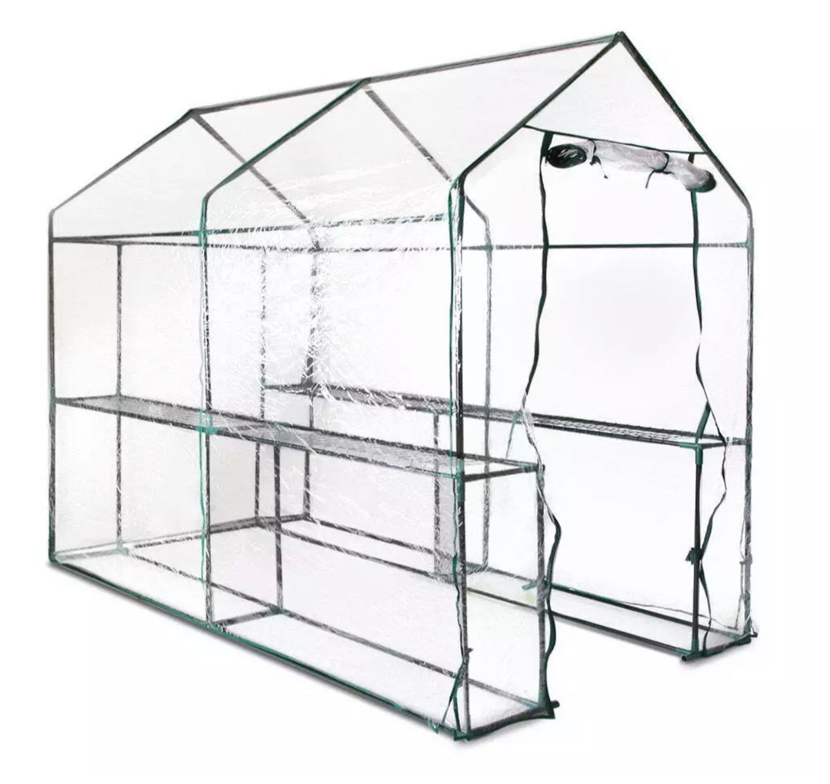 1.9 m Walk-In Greenhouse with 4 Shelves & PVC Cover