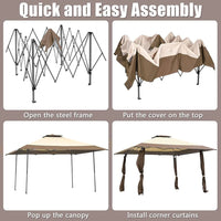 393 cm Double-Tier Pop-Up Gazebo with Adjustable Height