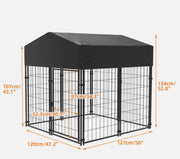 Painted-Iron Dog Kennel Run with 210D Oxford Cover – 3 Sizes