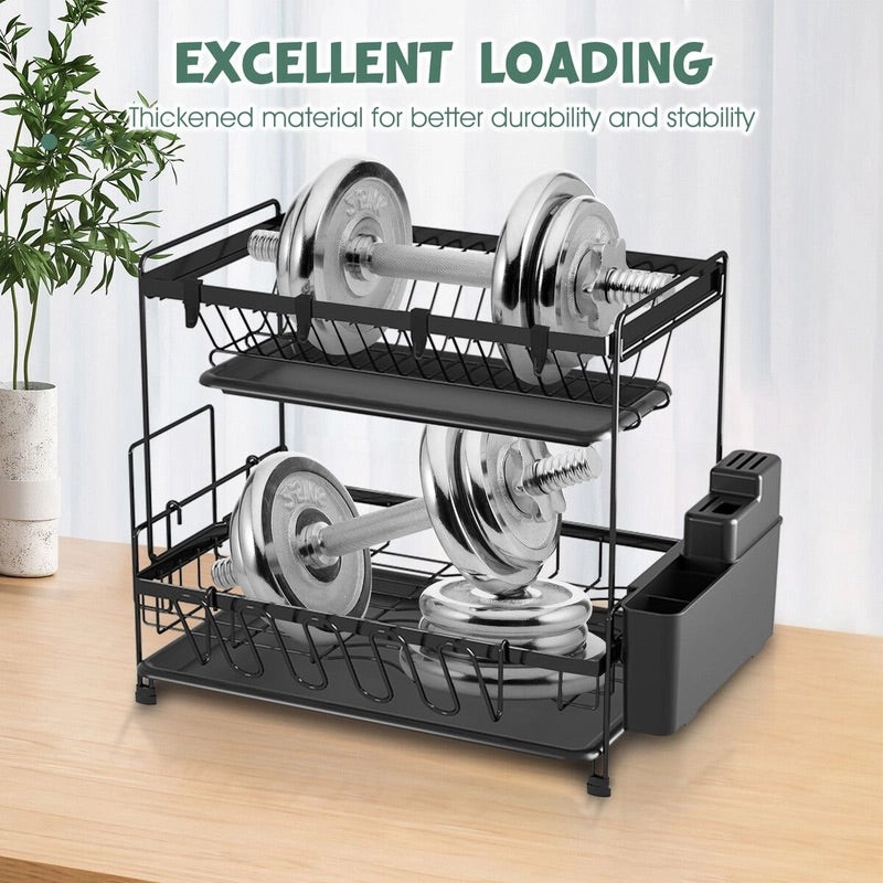 43 cm 2-Tier Dish Rack with 2 Drip Trays