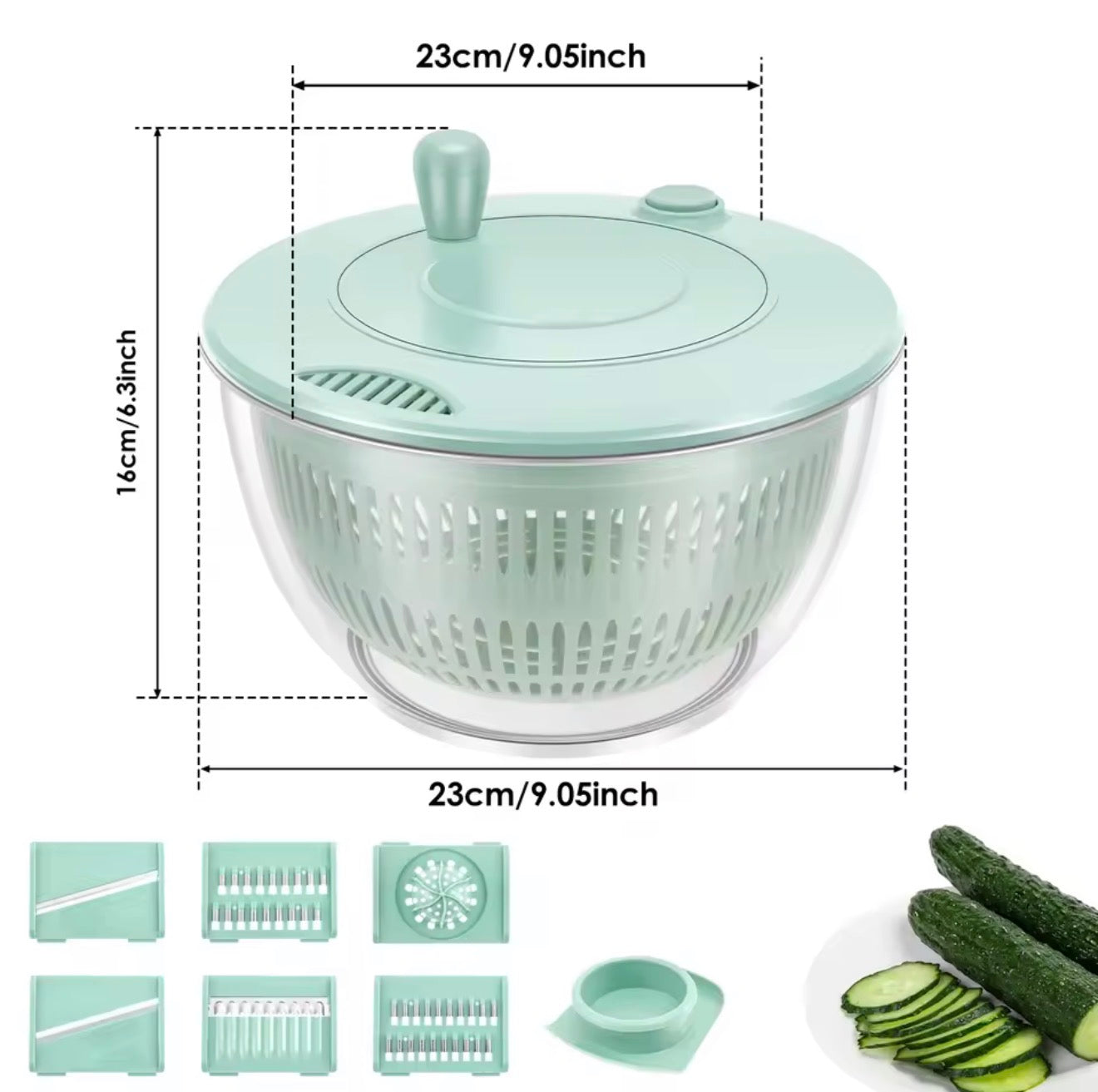 6-in-1 Salad Spinner, Vegetable Washer & Slicer Set