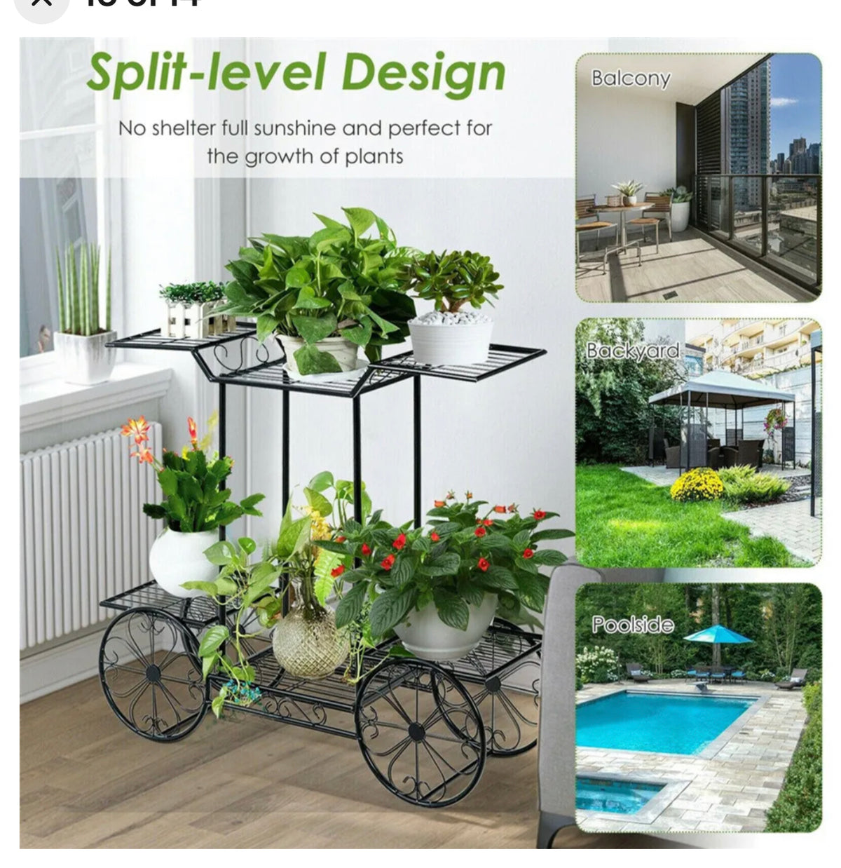 6-Tier Parisian-Style Metal Plant Stand – Black