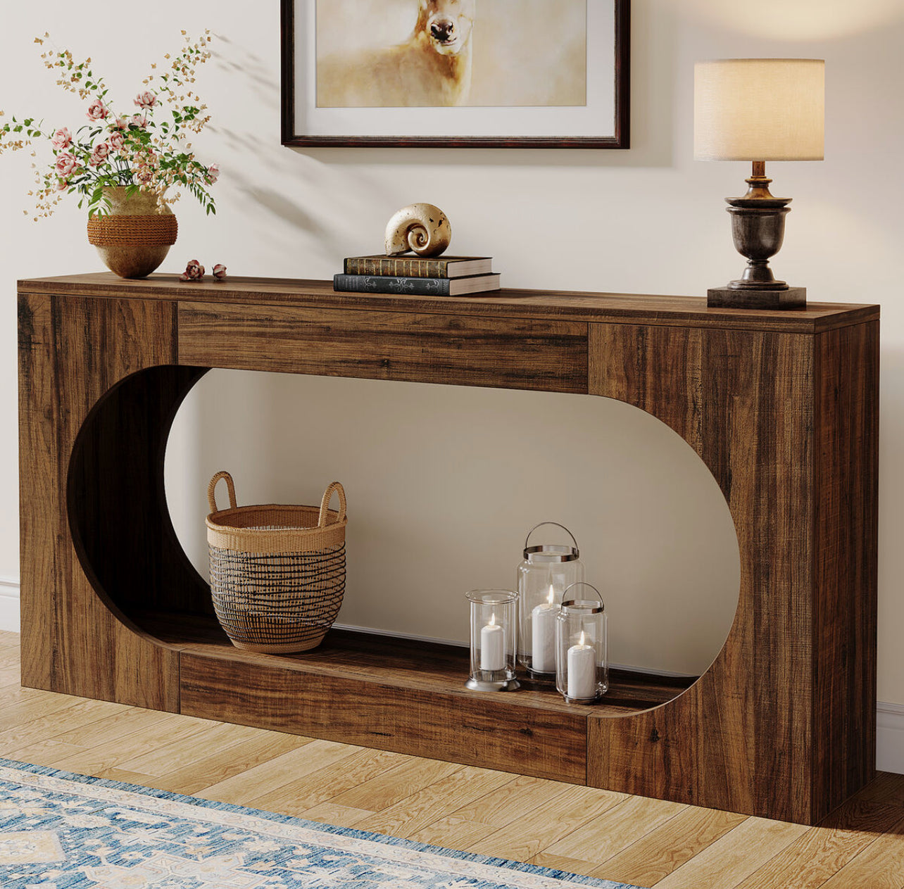 Rustic-Brown Wood Console Table
