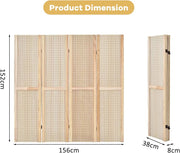 152 cm 4-Panel Folding Pegboard Display Divider – Natural