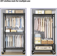 Heavy-duty rolling clothes rack black image 3