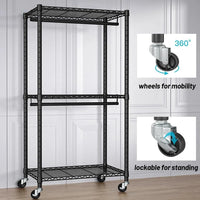 Heavy-duty rolling clothes rack black image 6