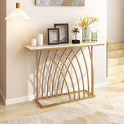 120 cm Gold & White Faux-Marble Console Table