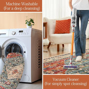 Soft Washable Boho Area Rug with Non-Slip Backing