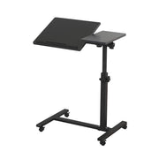 Black Mobile Tilting Overbed Laptop Table with Wheels