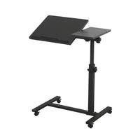 Black Mobile Tilting Overbed Laptop Table with Wheels