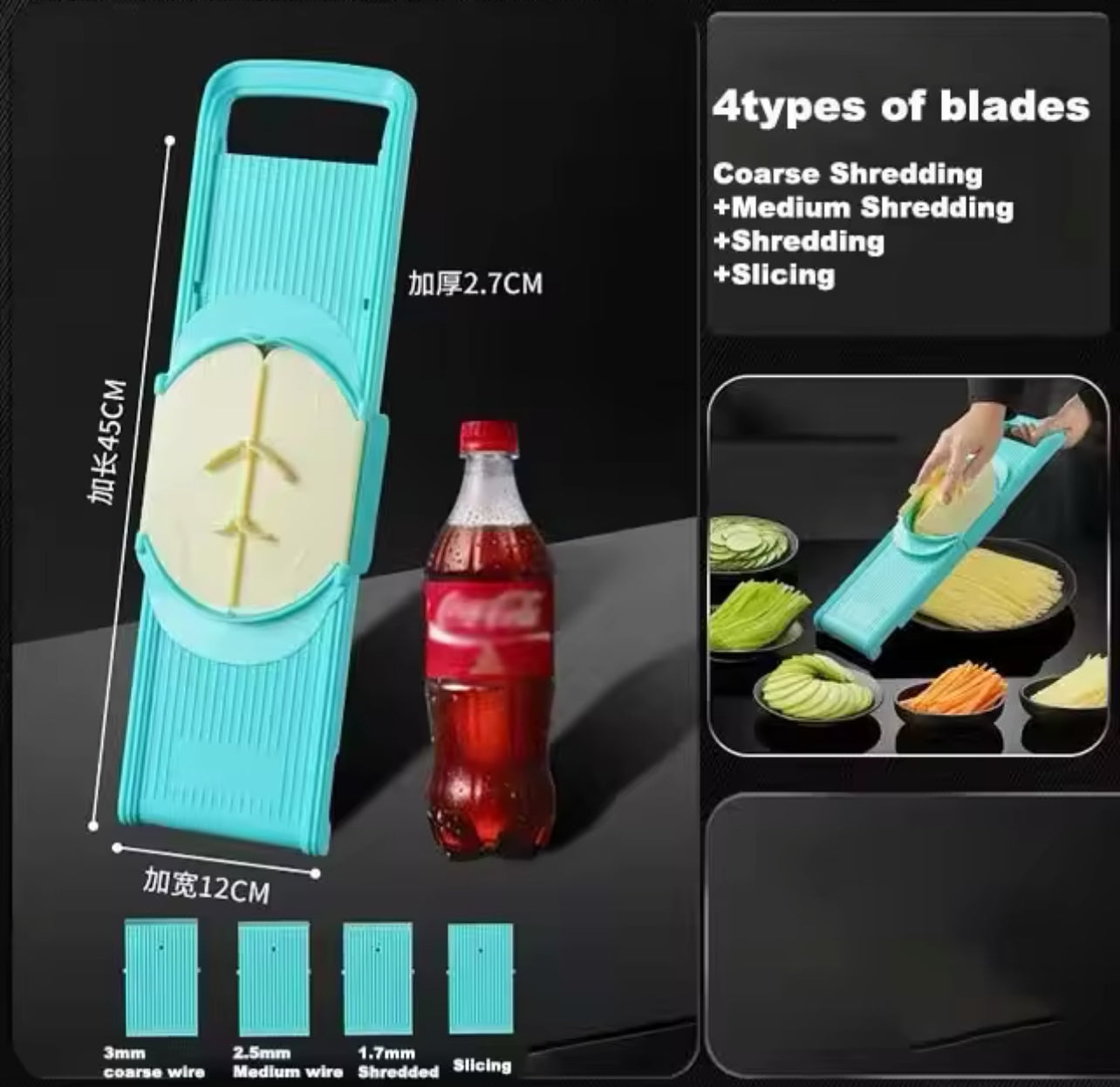 Manual Vegetable Slicer, Grater & Shredder