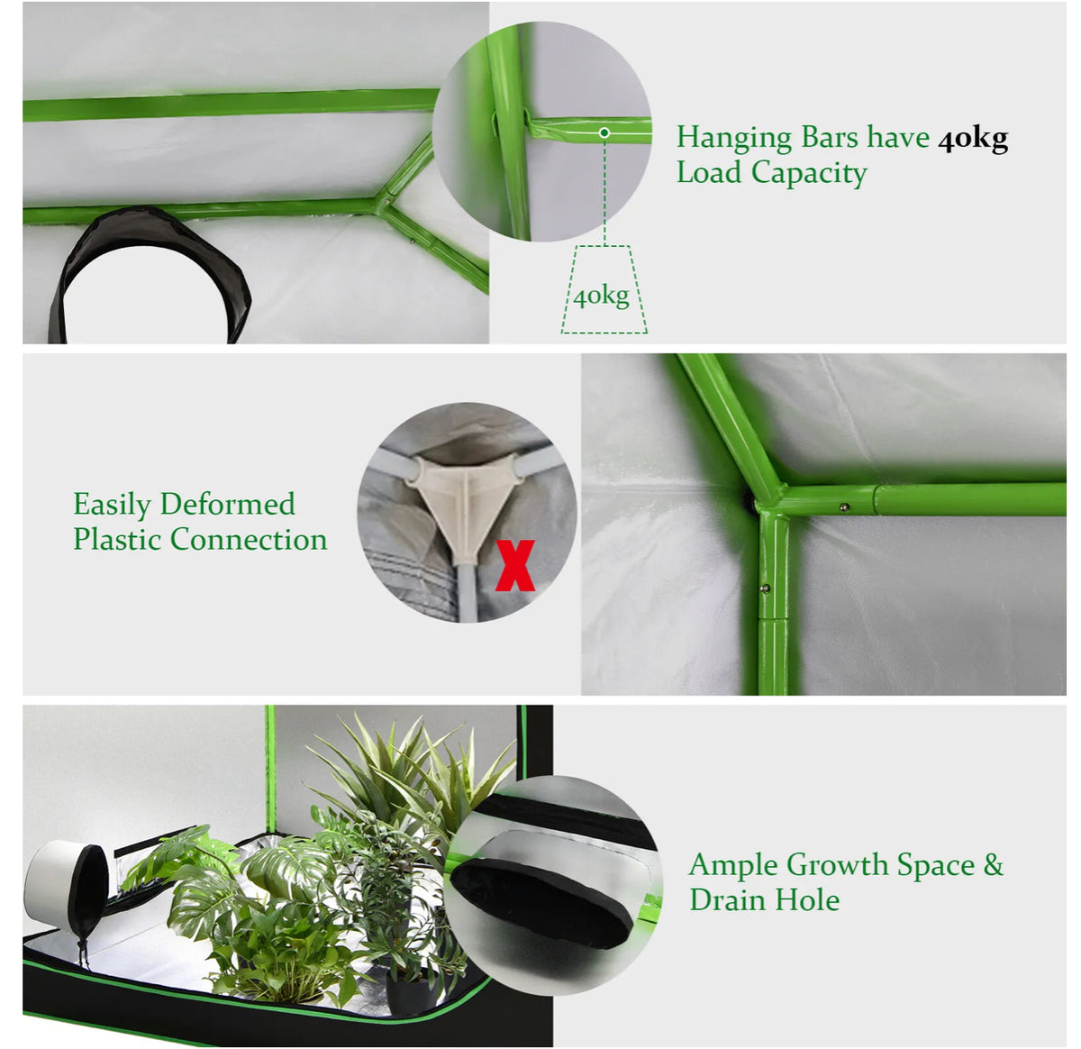 600D Oxford Reflective Grow Tent with Observation Window