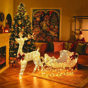 6 ft Pre-Lit Reindeer & Santa Sleigh Yard Display