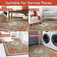 Soft Washable Boho Area Rug with Non-Slip Backing