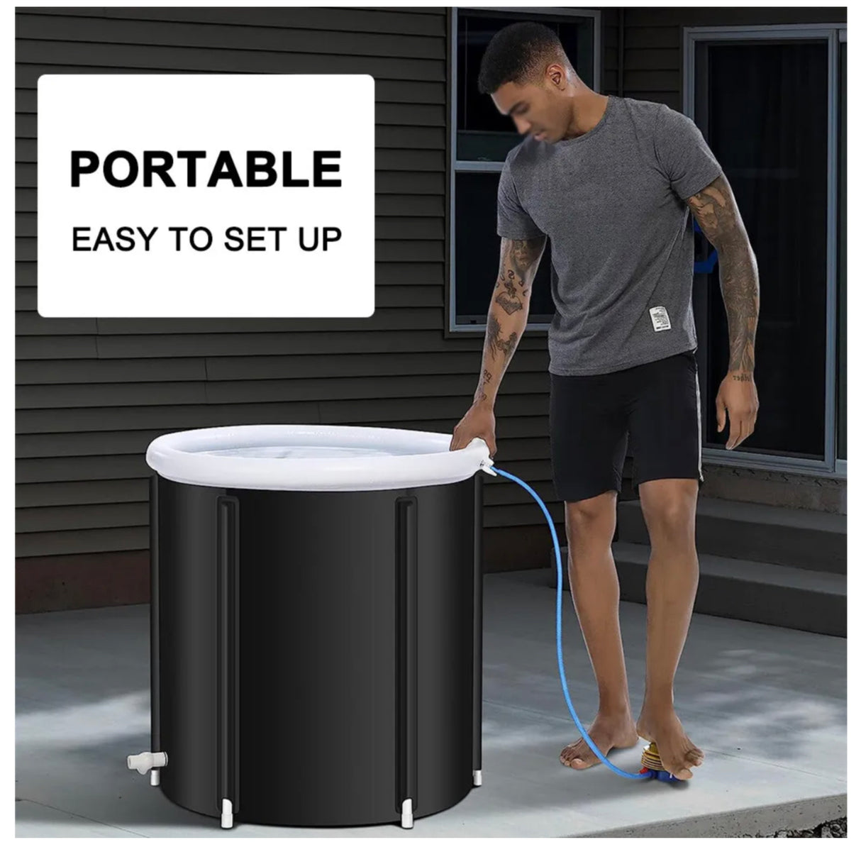Portable Ice Bath Tub Athletes Cold Hot Water Therapy Folding Bathtub