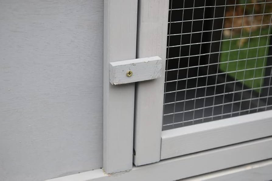 Grey Wooden Rabbit Hutch with Double Run