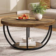80 cm 2-Tier Round Industrial Coffee Table
