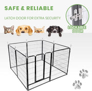 8-Panel Foldable Metal Pet Playpen with Gate