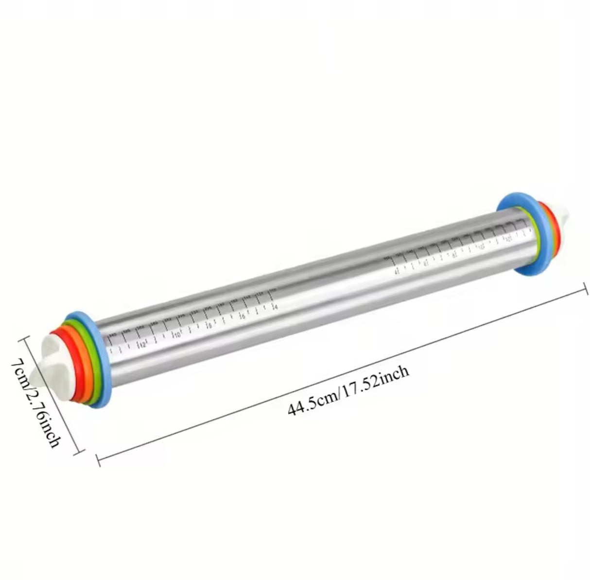 Stainless Steel Rolling Pin Set Adjustable Thickness Rolling Pin with Non Stick Mat Complete Baking Kit