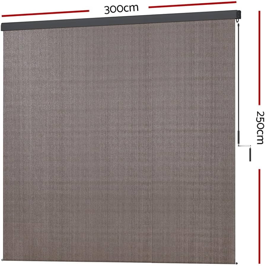 3 × 2.5 m Manual Outdoor Roller Blind – Brown