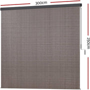 3 × 2.5 m Manual Outdoor Roller Blind – Brown