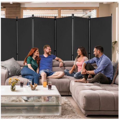 6 Panel Room Divider on Wheels 5.6Ft Tall Rolling Privacy Screens Freestanding