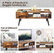 109 cm Mid-Century Coffee Table with Drawer & Open Shelf