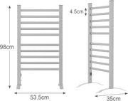 Heated Towel Rail, Electric Towel Warmer Rack, Freestanding Electric Rails Dryer Warmer Ladder Rack, 10-Bar