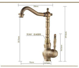 Antique Brass 360°Swivel Basin Taps Mixer Sink Laundry Kitchen Faucet Spout