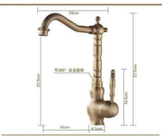 Antique Brass 360°Swivel Basin Taps Mixer Sink Laundry Kitchen Faucet Spout