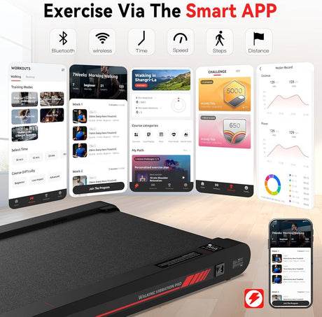 3 in 1 Walking Vibration Pad, Under Desk Treadmill with APP, Portable Treadmills for Home, Walking Pad Treadmill with Remote Control