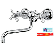 Chrome Wall-Mounted Brass Mixer Tap with Swivel Spout