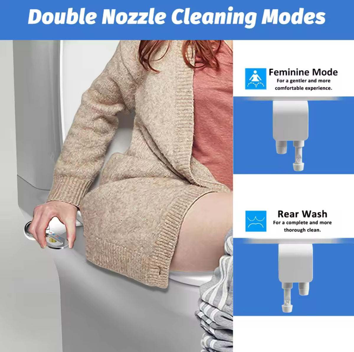 Ultra-Thin Non-Electric Dual-Nozzle Bidet Seat