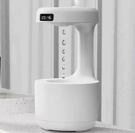 Portable Ultrasonic Anti Gravity Water Drop Humidifier Creative Water Drop Backflow LED Time Display Household Humidifier